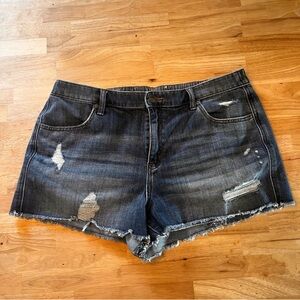 Aerie Dark Blue Distressed Jean Shorts